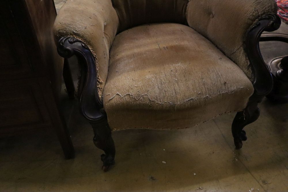 A Victorian mahogany framed high backed armchair